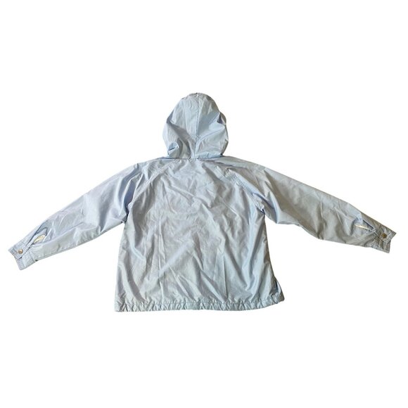 Eddie Bauer Pale Blue Lightweight Jacket Hood Front Pockets Full Zip Large - Picture 2 of 11